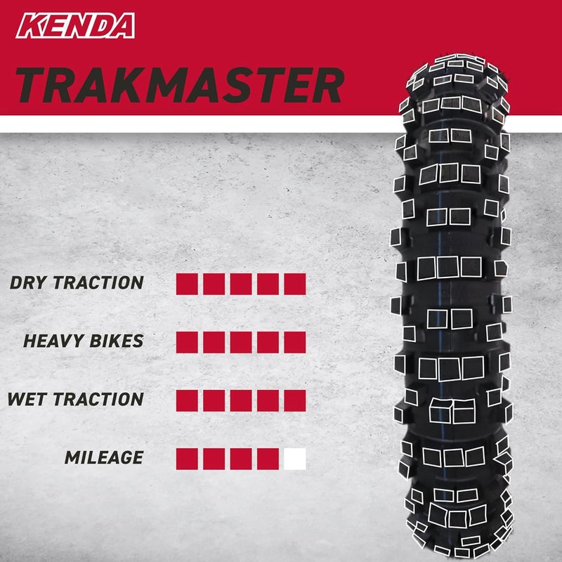 KENDA إطار خلفي Trakmaster K760 110/100-18 للدراجات النارية، دراجات التراب، والدراجات المدينة - أداء متين على الطرق الوعرة والشارع مع سلسلة مفاتيح 110x100x18 - Image 4